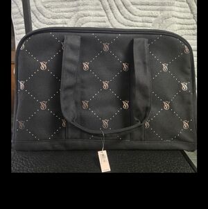 Victoria's Secret Black Tote Bag with Pink Accents & Rhinestones